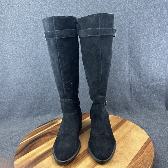 Cole Haan Women's 7B Black Suede Leather Putnam Weatherproof Knee Boot Riding - Picture 3 of 10